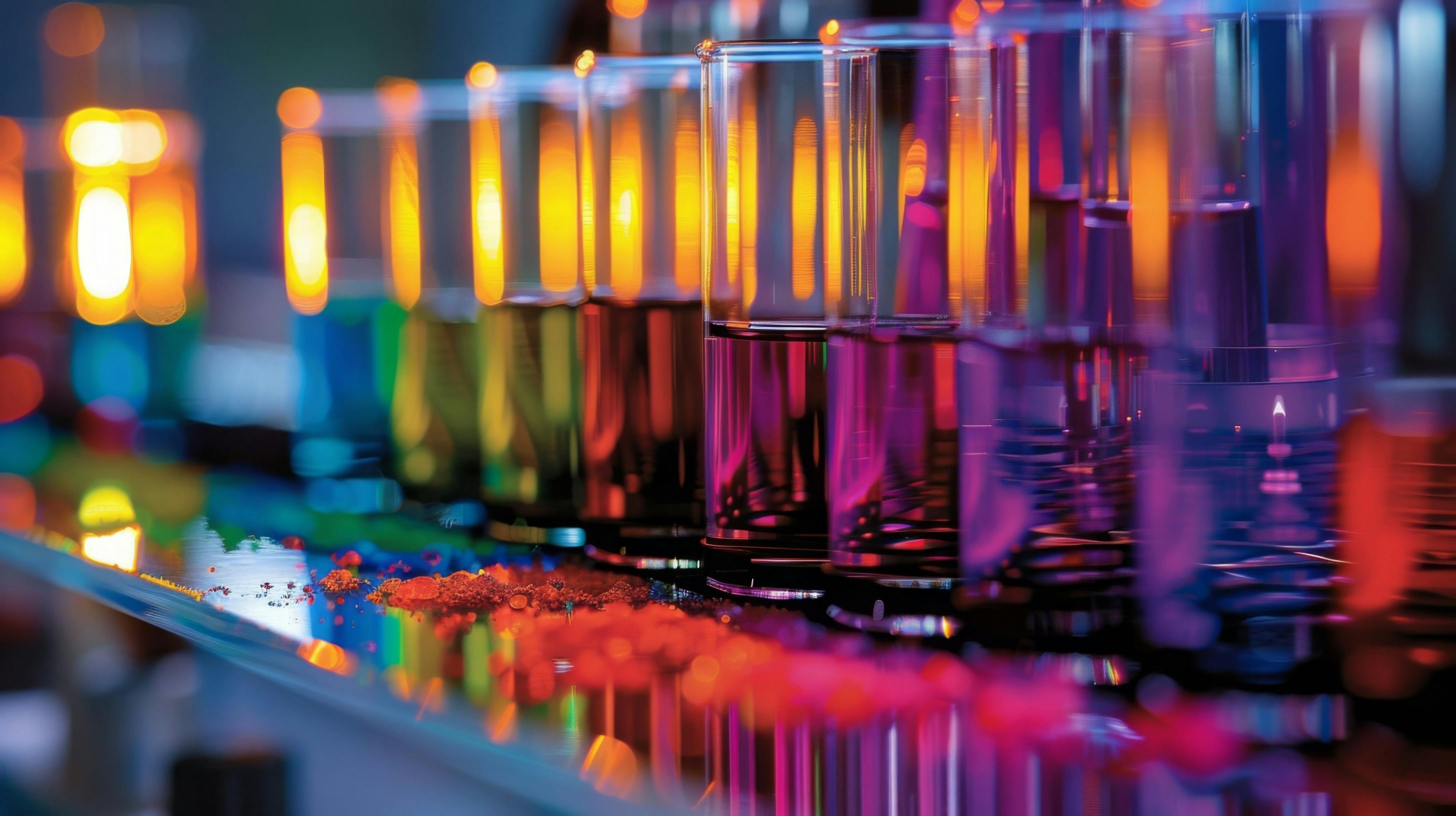 A chromatography column separates compounds based on their affinity for a stationary phase, creating bands of vivid color. | Image Credit: © Muhammad - stock.adobe.com