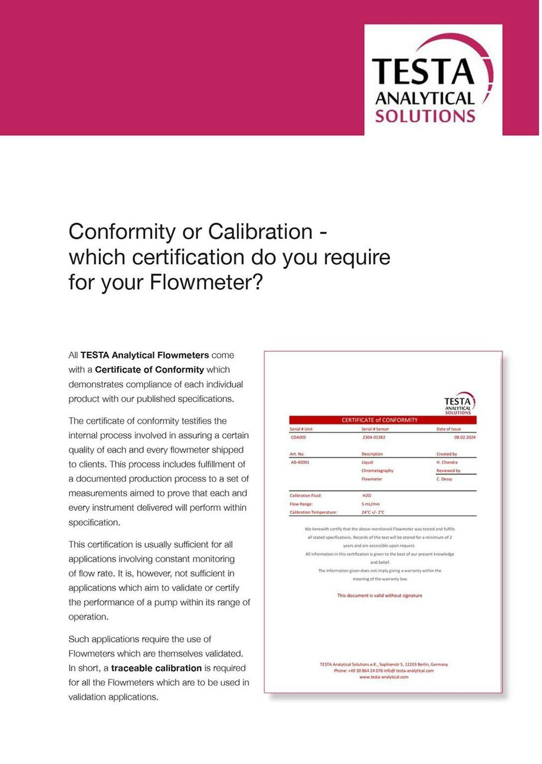 Conformity or Calibration – which certification tech note.