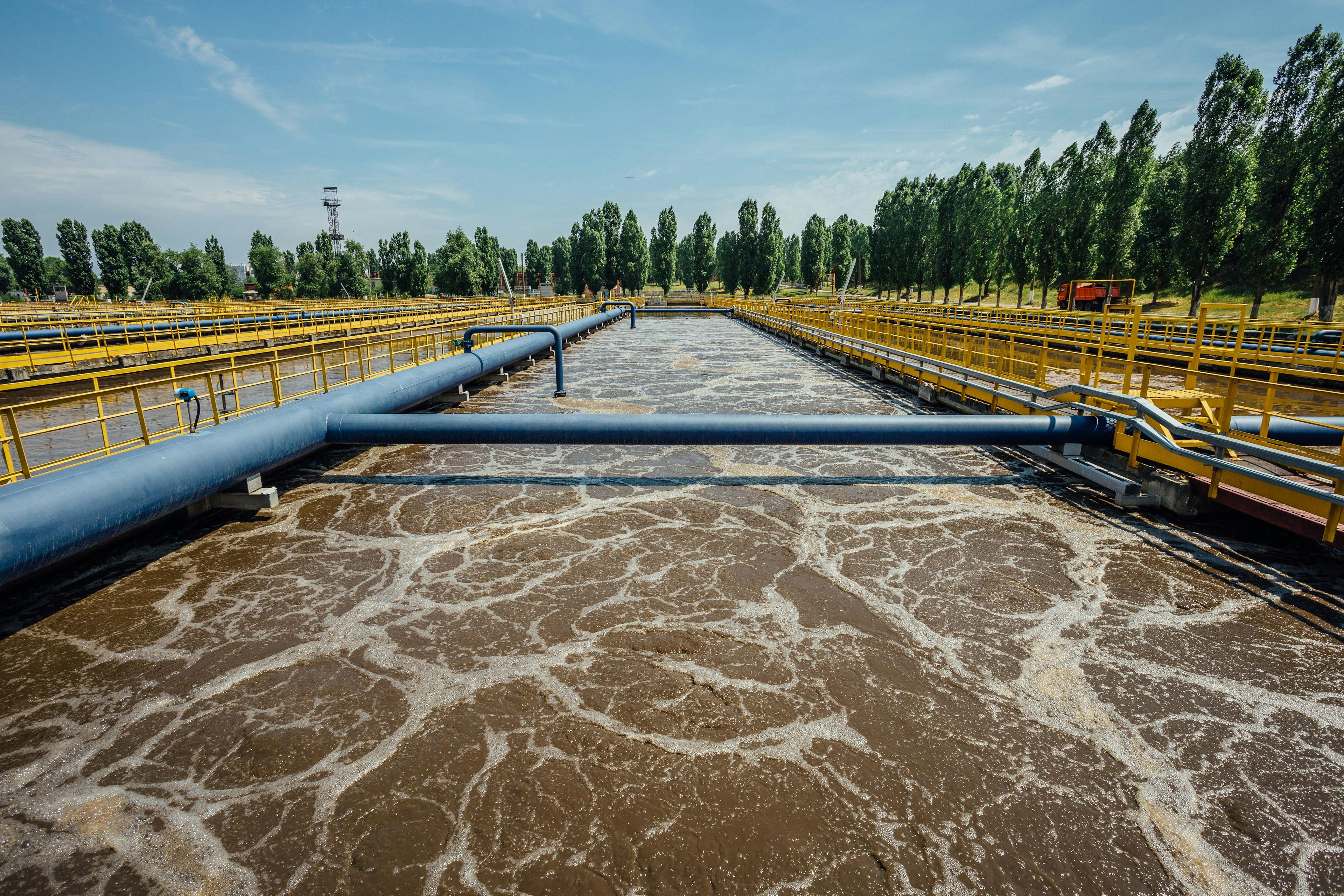 wastewater flowing in a reservoir
