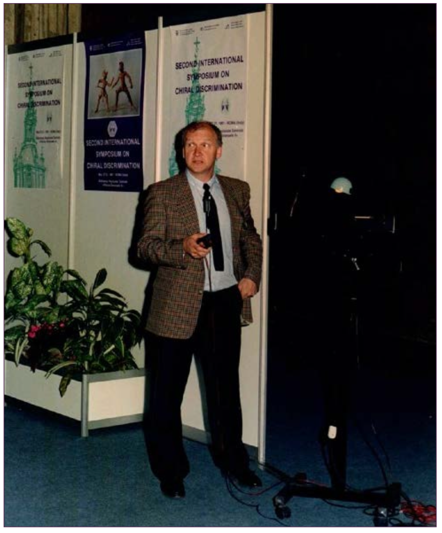 IMAGE 1: Lindner at the Second International Symposium on Chiral Discrimination (ISCD) in Rome (1991) (All images provided by Wolfgang Lindner).