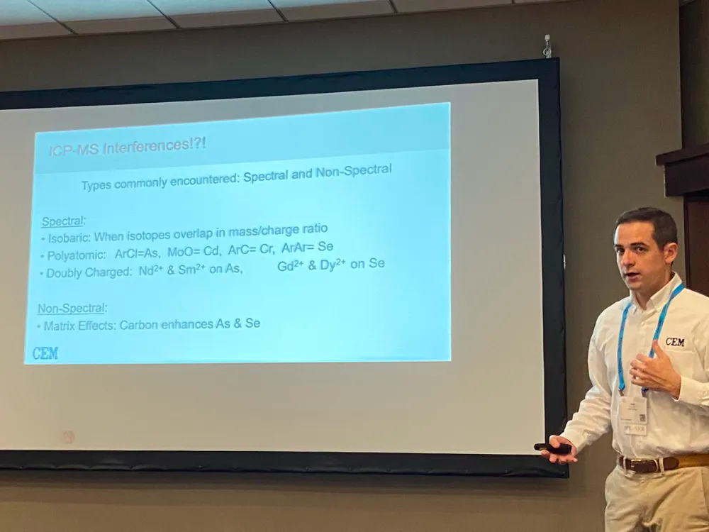 Sam Heckle presenting his talk titled, "The Importance of Digestion Temperature on Trace Metals Analysis", at the 2023 Eastern Analytical Symposium (EAS).