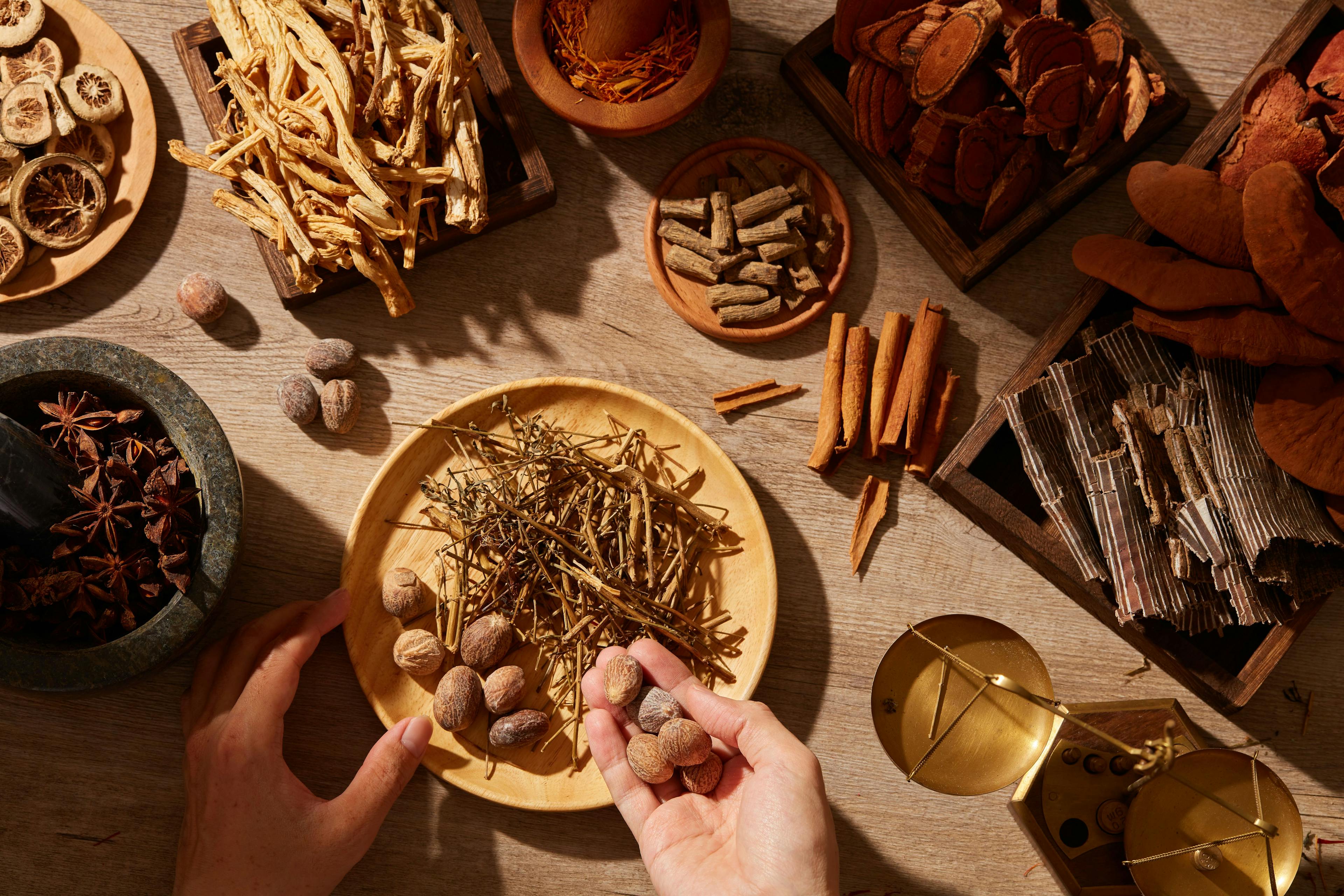Traditional chinese medicine with herb and spices in brown wooden background mortar and pestile, for medicine advertising , photography traditional medicine content | Image Credit: © Tuan Nguyen - stock.adobe.com