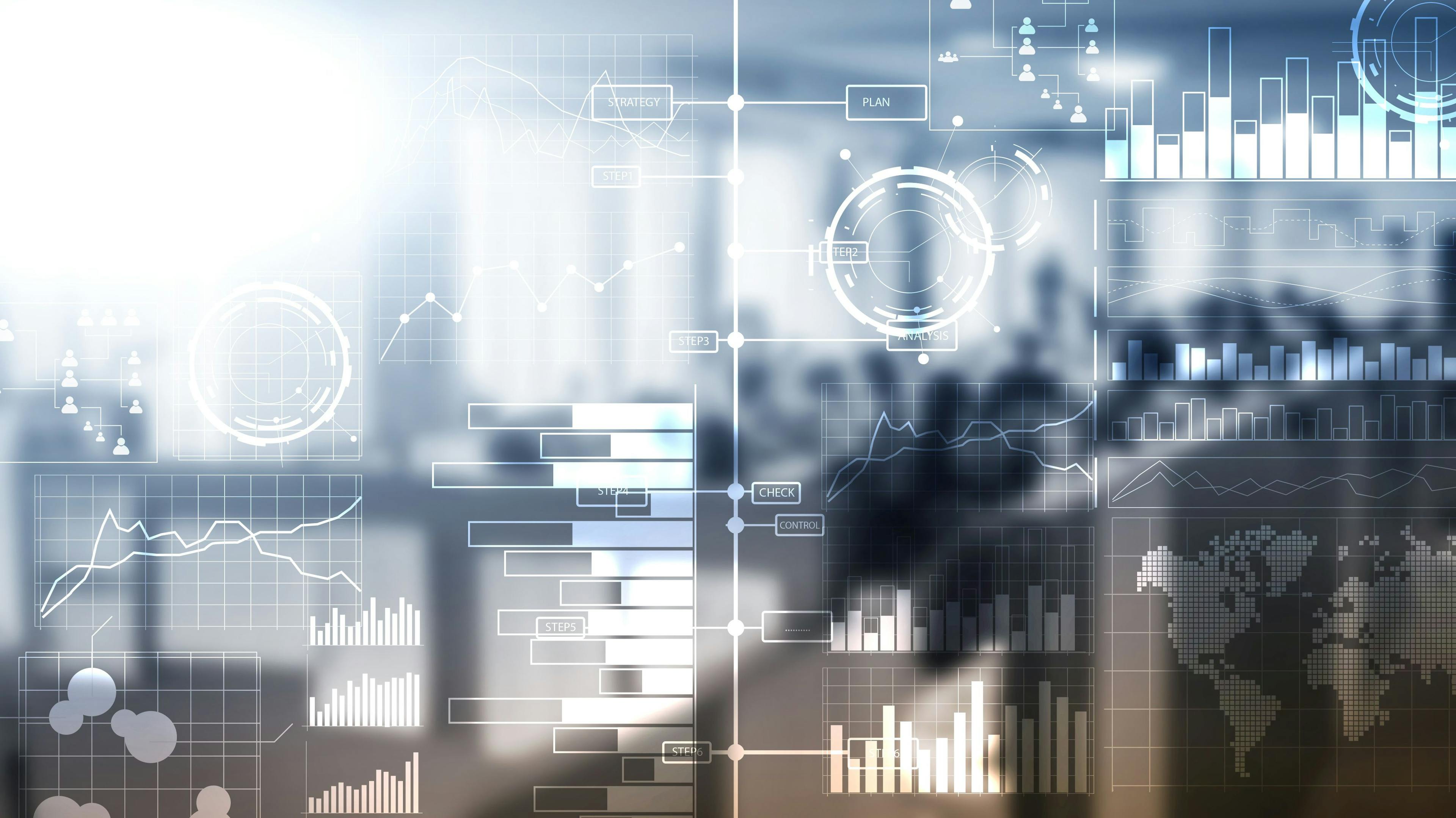 Business intelligence. Diagram,Graph, Stock Trading, Investment dashboard, transparent blurred background | Image Credit: © Funtap – stock.adobe.com