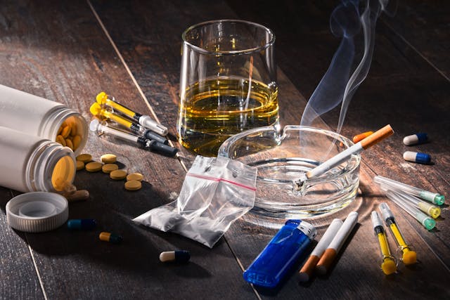 Addictive substances, including alcohol, cigarettes and drugs | Image Credit: © monticellllo - stock.adobe.com