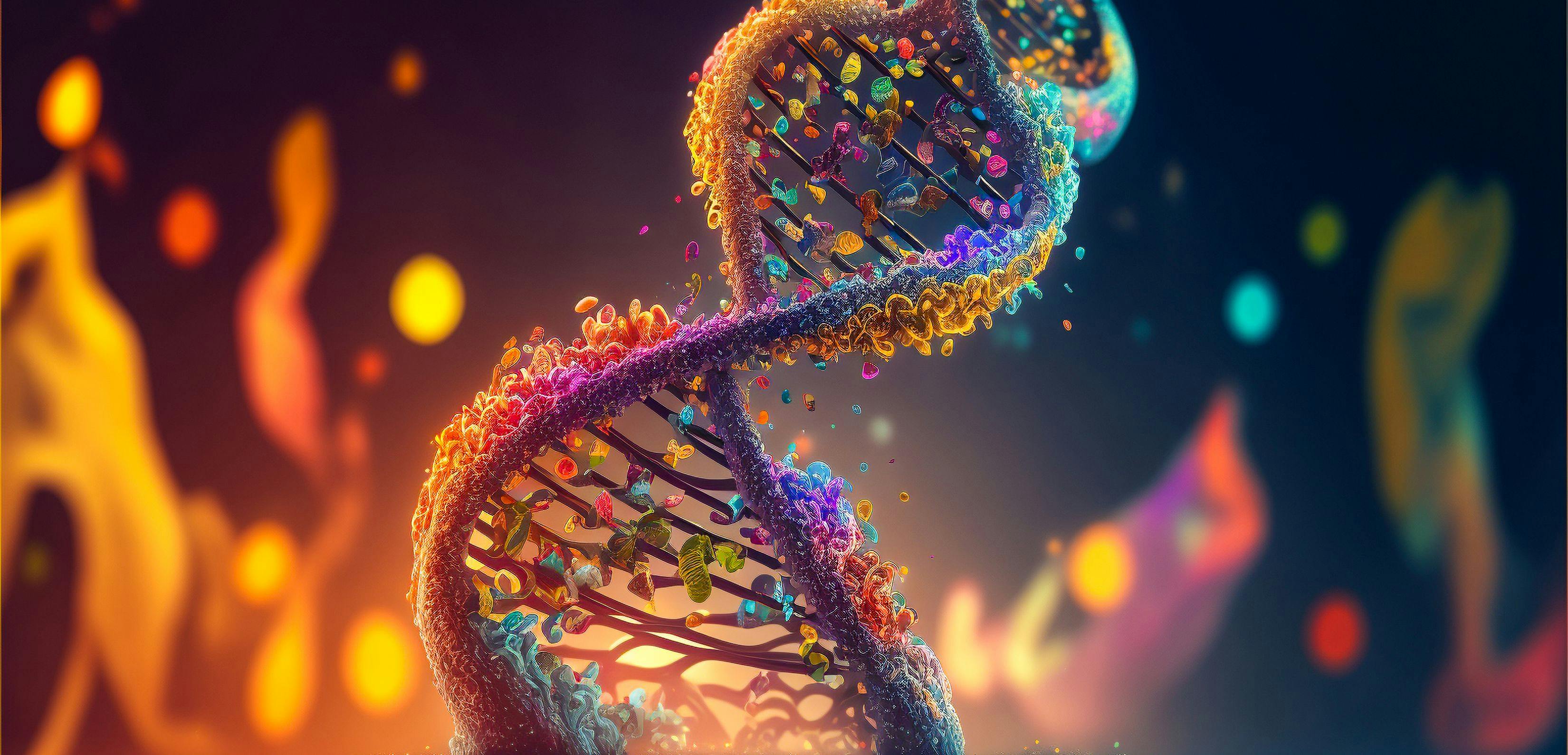 Colorful strand of human DNA. Created with generative AI | Image Credit: © Haydiddle - stock.adobe.com