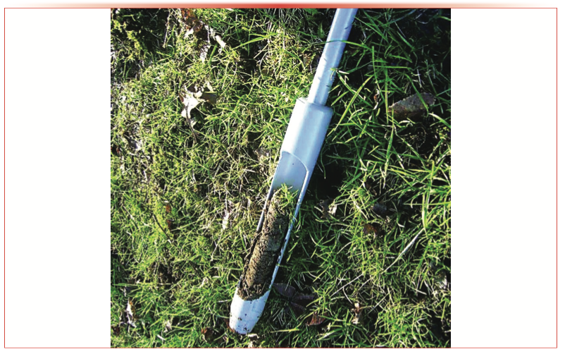 FIGURE 2: Demonstration of depth cores of soil collected with a coring device.