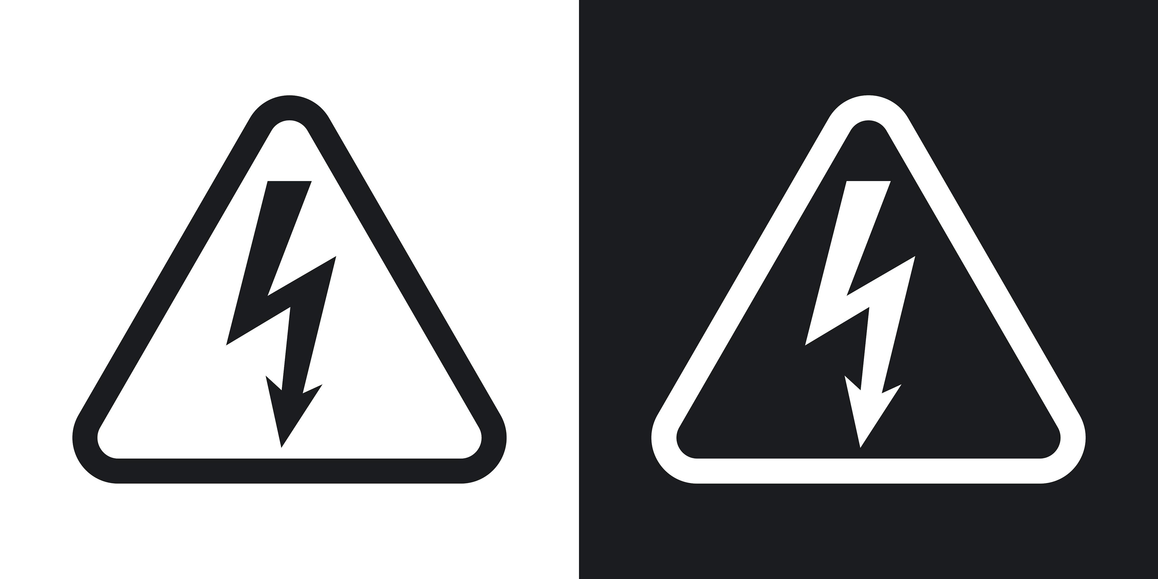 Vector high voltage sign. Two-tone version on black and white background