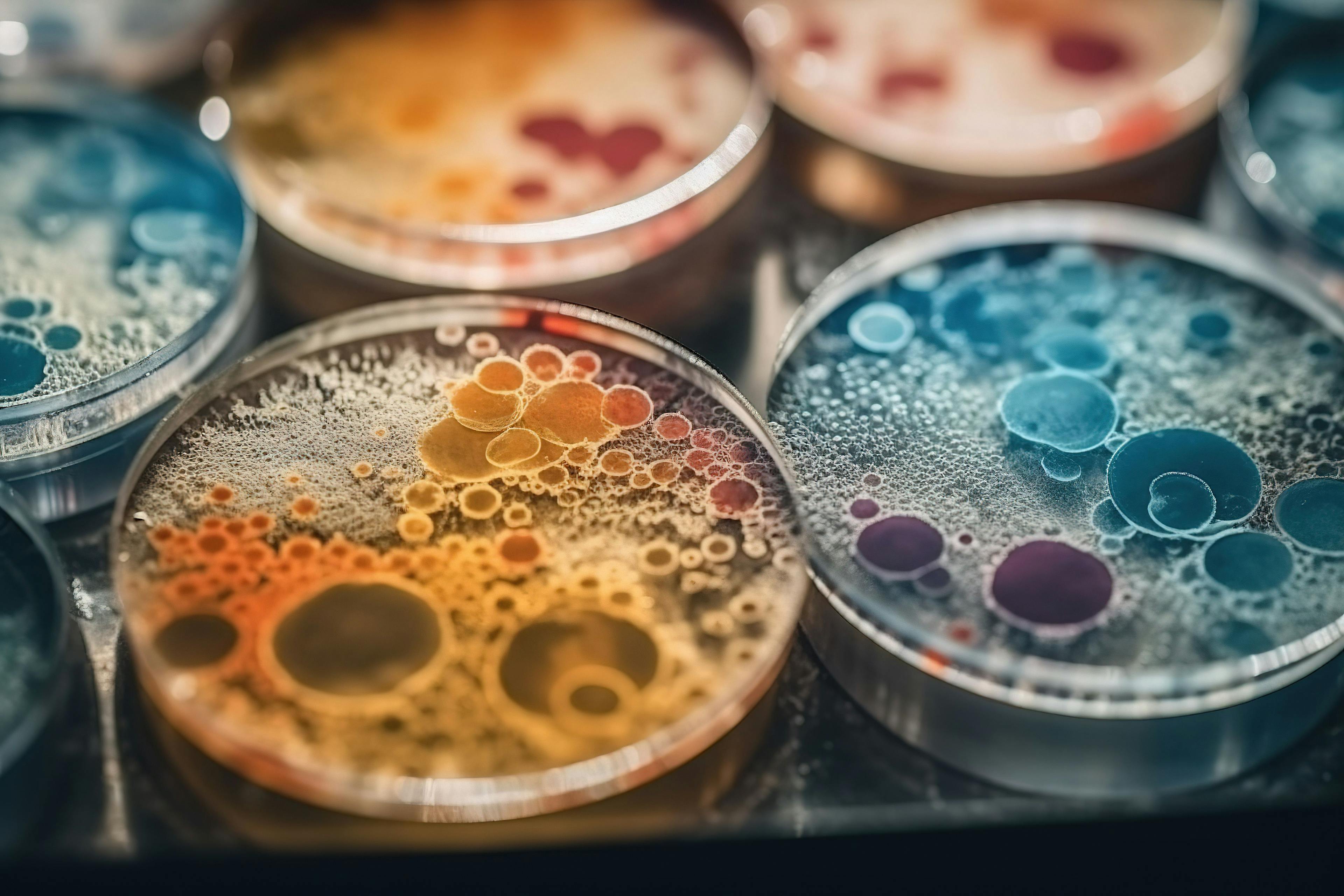 Macro close up shot of bacteria and virus cells in a scientific laboratory petri dish. Generative AI | Image Credit: © zaschnaus - stock.adobe.com