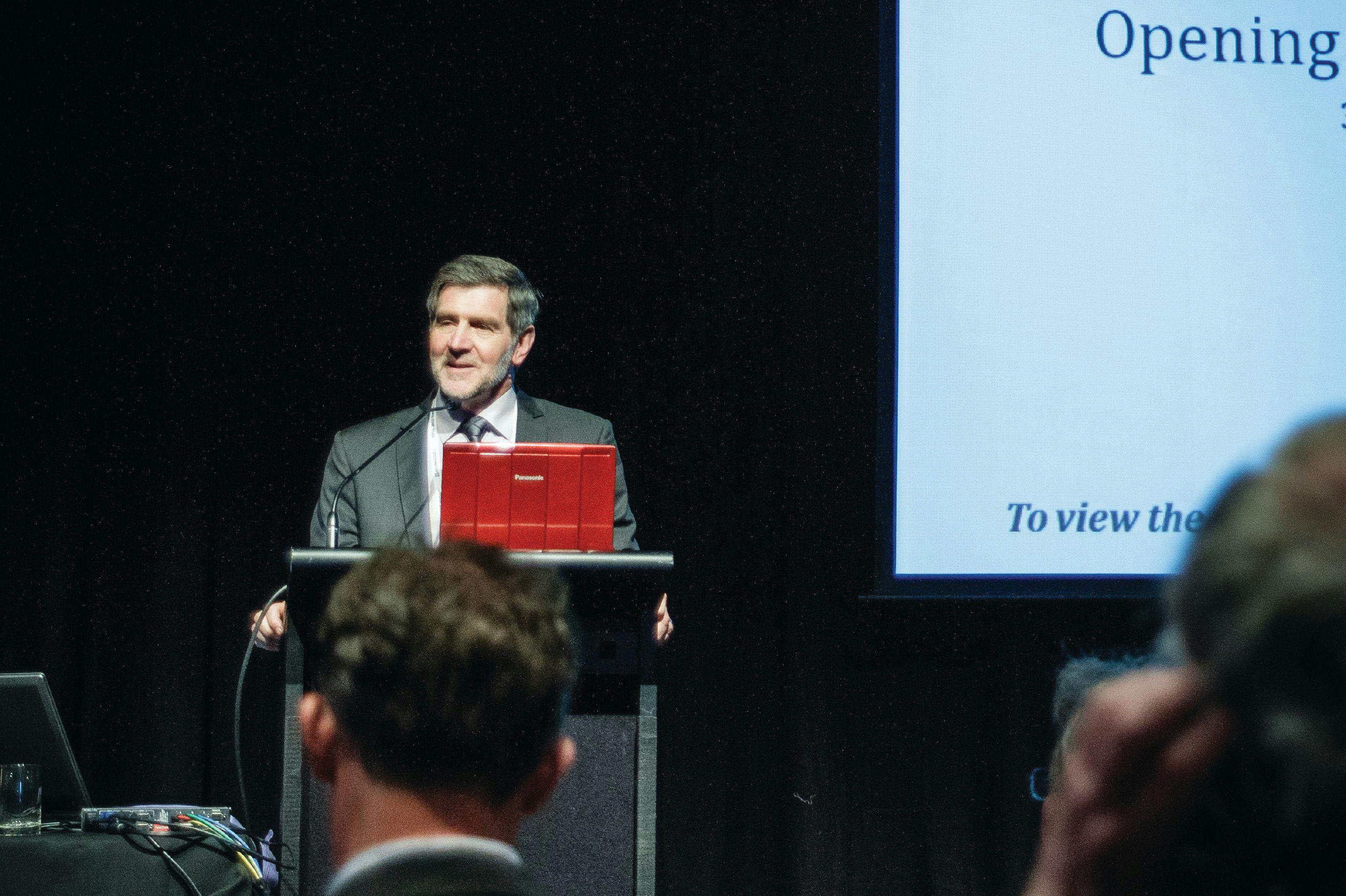 Haddad presenting at the HPLC 2013 conference in Hobart. Image and caption courtesy of Emily Hilder.