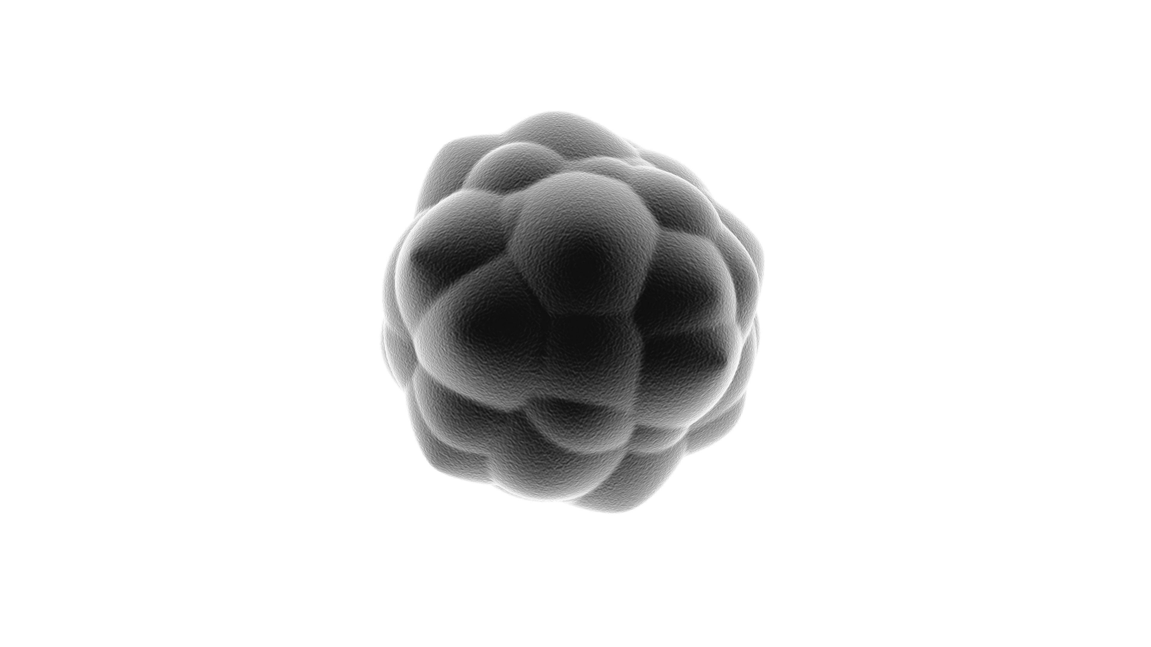 3D rendering of a black ball with an uneven surface on a white background. The ball glows and looks like a virus, a dangerous microorganism. Abstract illustration for medical compositions. | Image Credit: © Станислав Чуб - stock. adobe.com