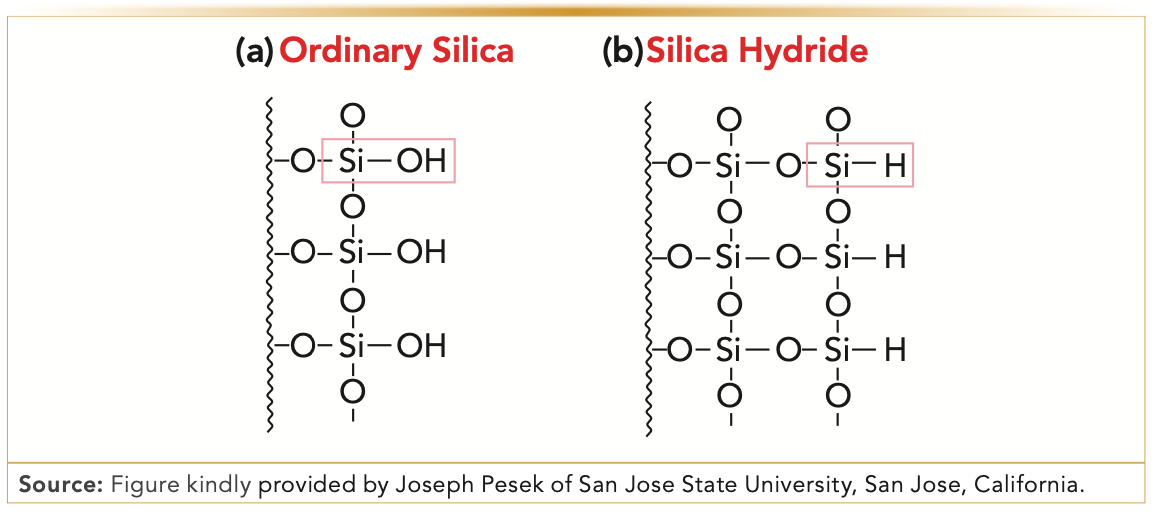 FIGURE 4: (a) Ordinary silica versus (b) silica hydride.
