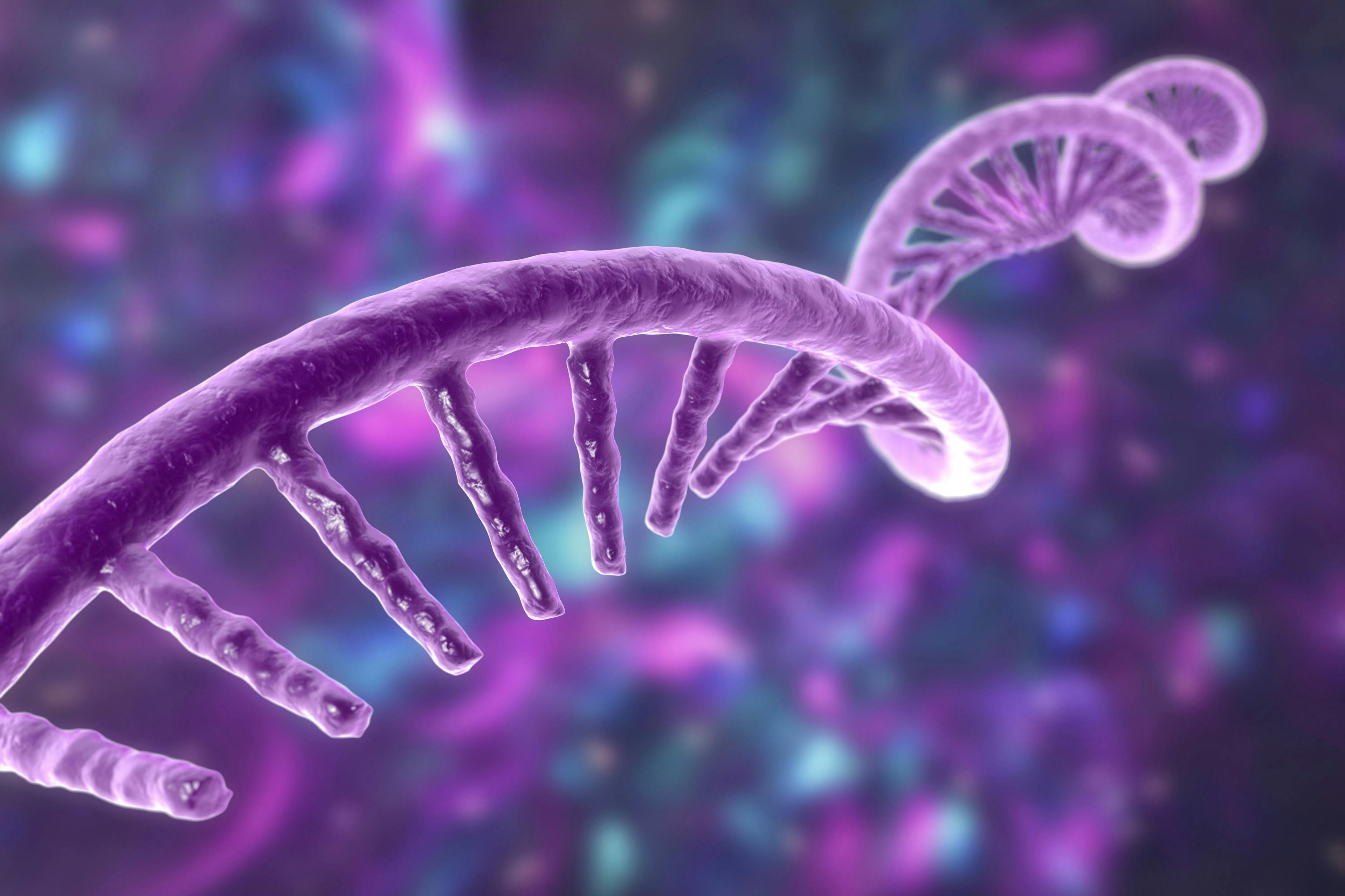 RNA strand against a purple background