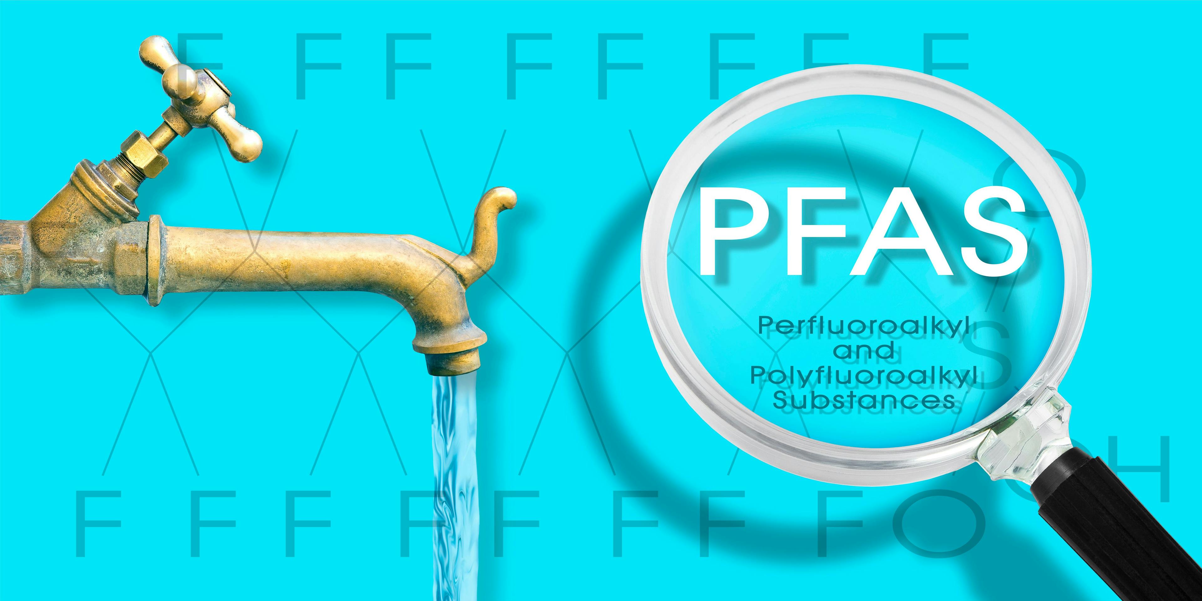 PFAS Contamination of Drinking Water - Alertness about dangerous PFAS per-and polyfluoroalkyl substances presence in potable water - Concept with magnifying glass | Image Credit: © Francesco Scatena - stock.adobe.com