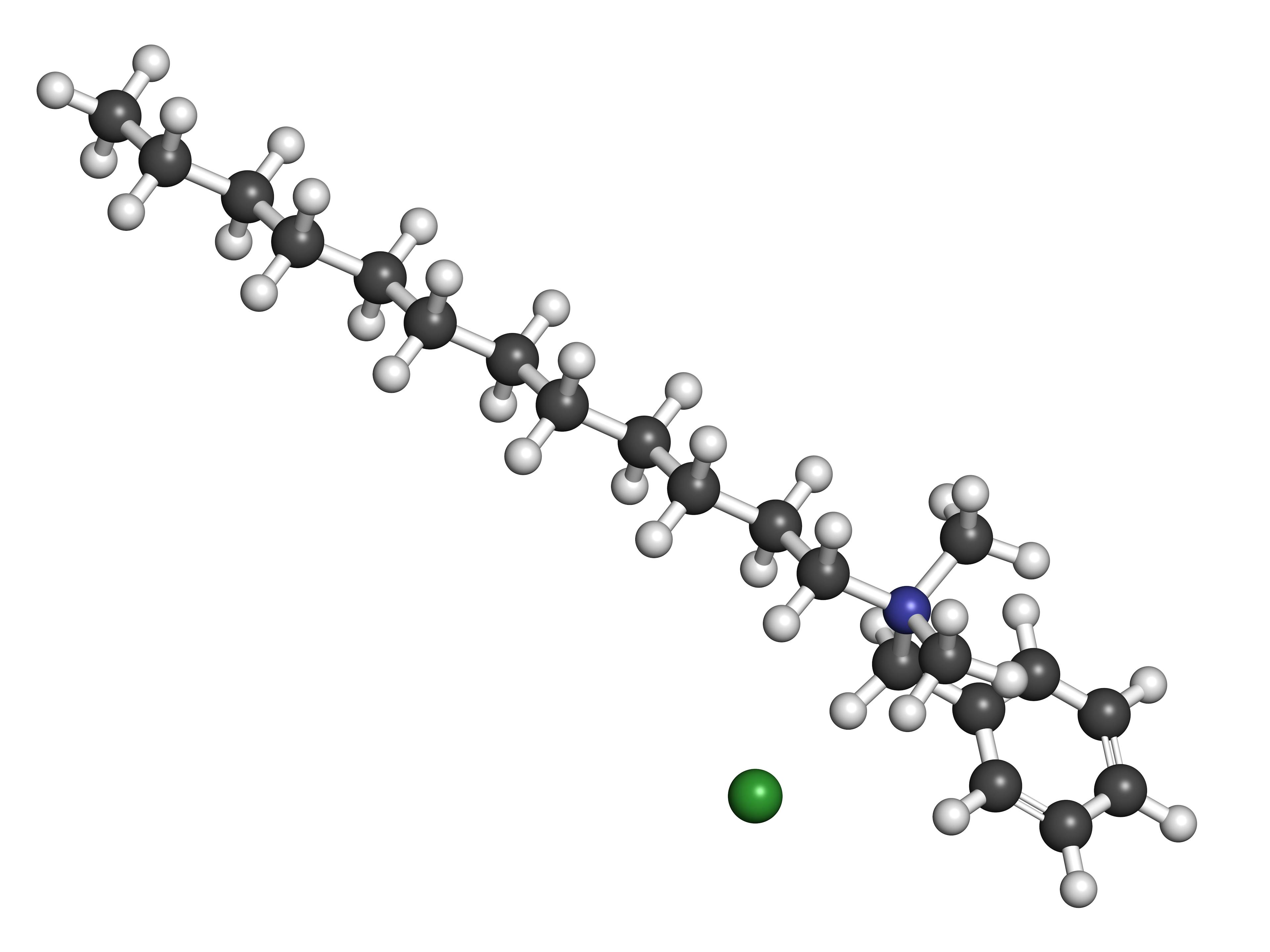 Benzalkonium chloride biocide, molecular model | Image Credit: © molekuul.be - stock.adobe.com