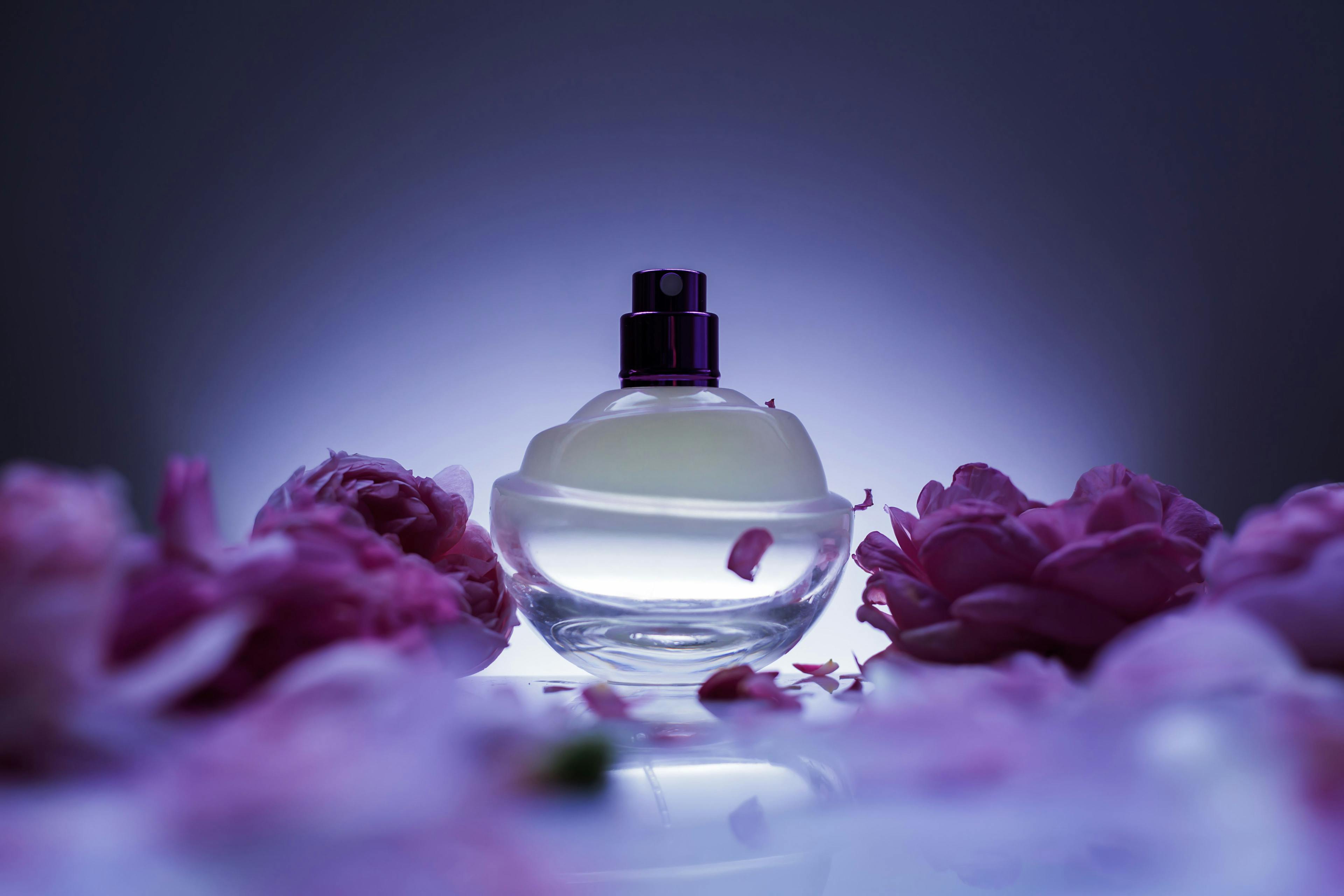 perfume and purple flowers