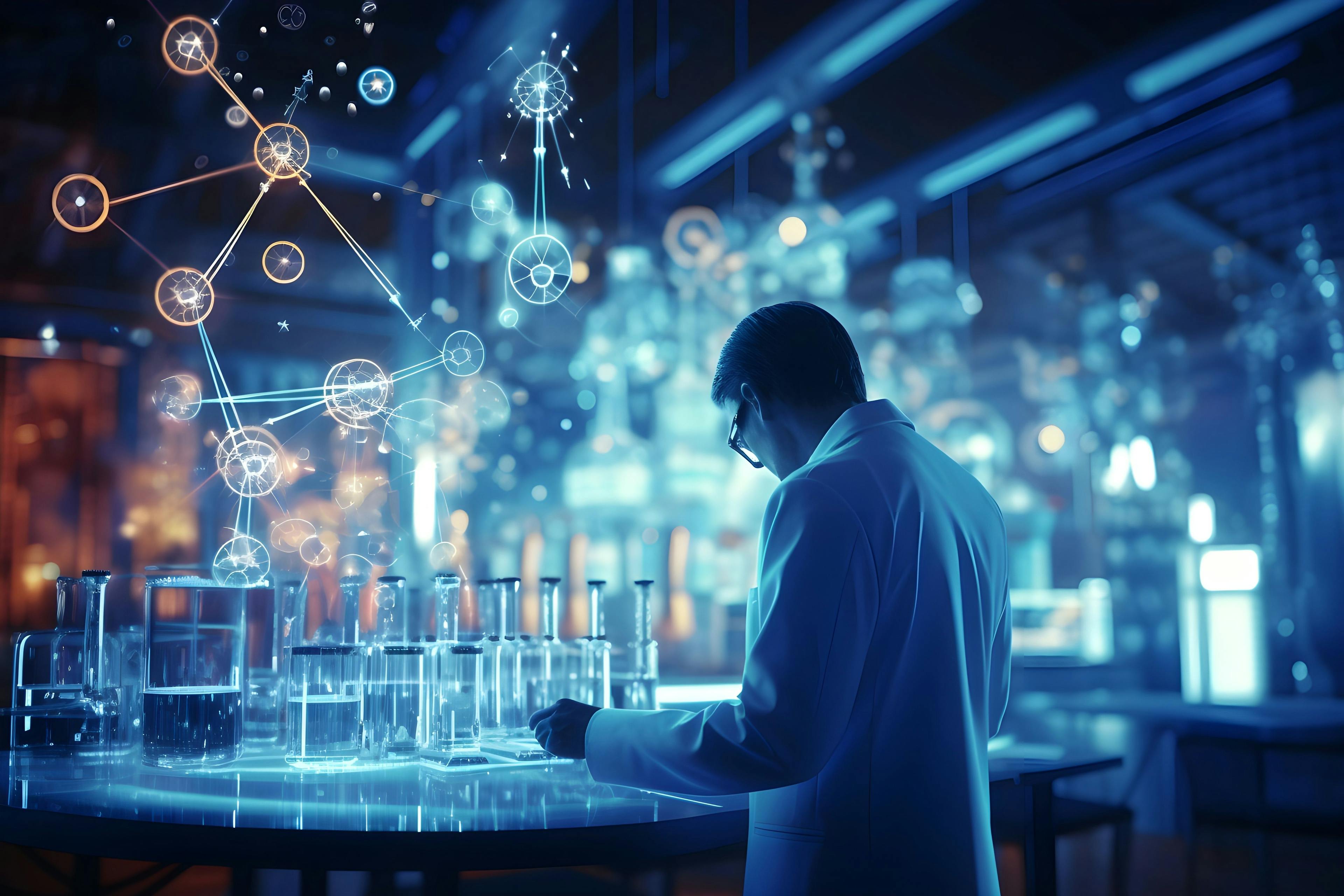 a scientist in a laboratory analyzing the molecular structure of natural hydrogen, illustrating research and development in the energy sector. | Image Credit: © Davivd - stock.adobe.com.