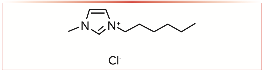 FIGURE 3: Structure of a typical ionic liquid, 1-butyl-3-methylimidazolium chloride (BMIM Cl).