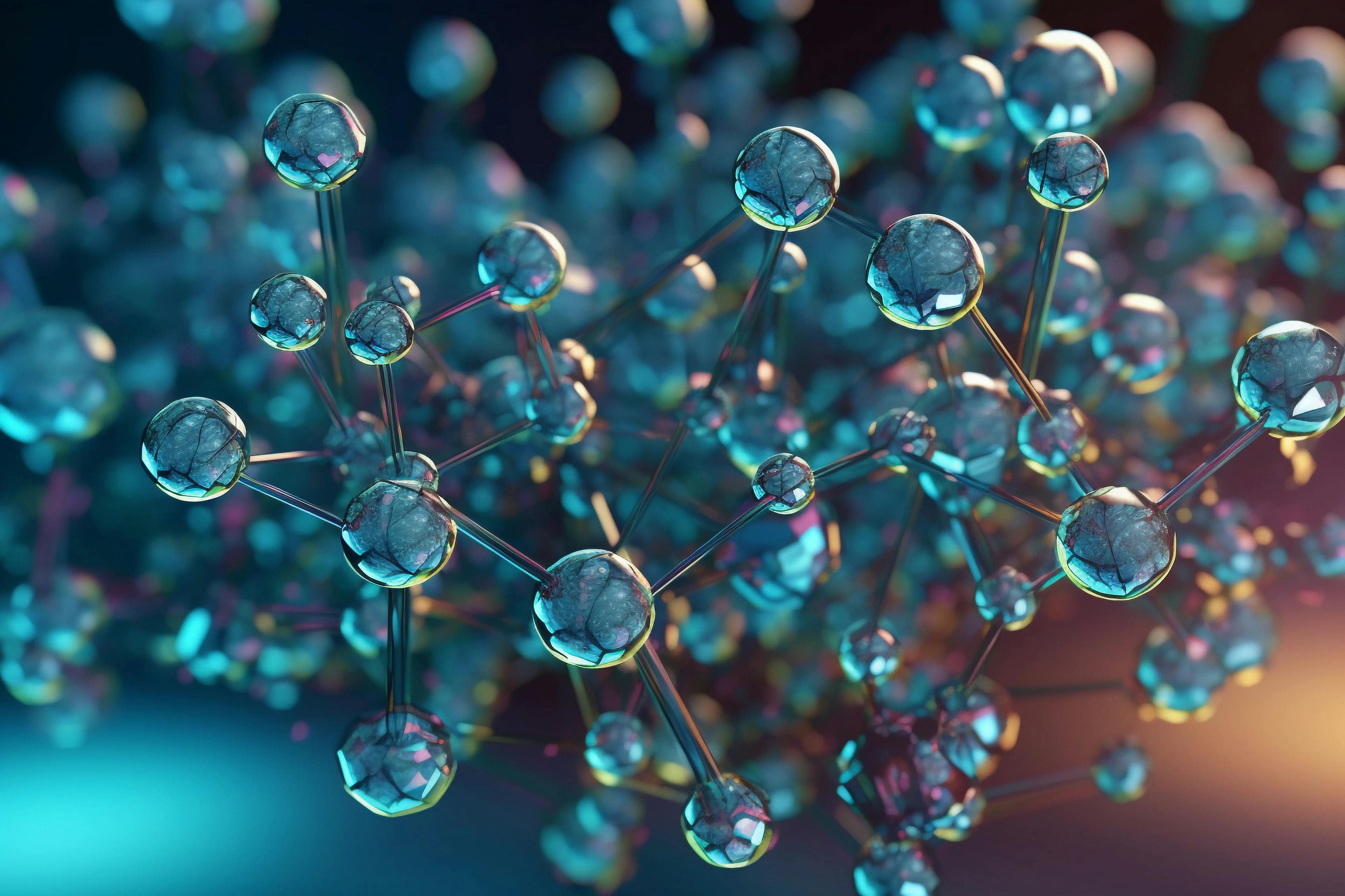 A close up of a molecular structure with many small spheres on it. Generative AI | Image Credit: © GulyaevStudio - stock.adobe.com. 