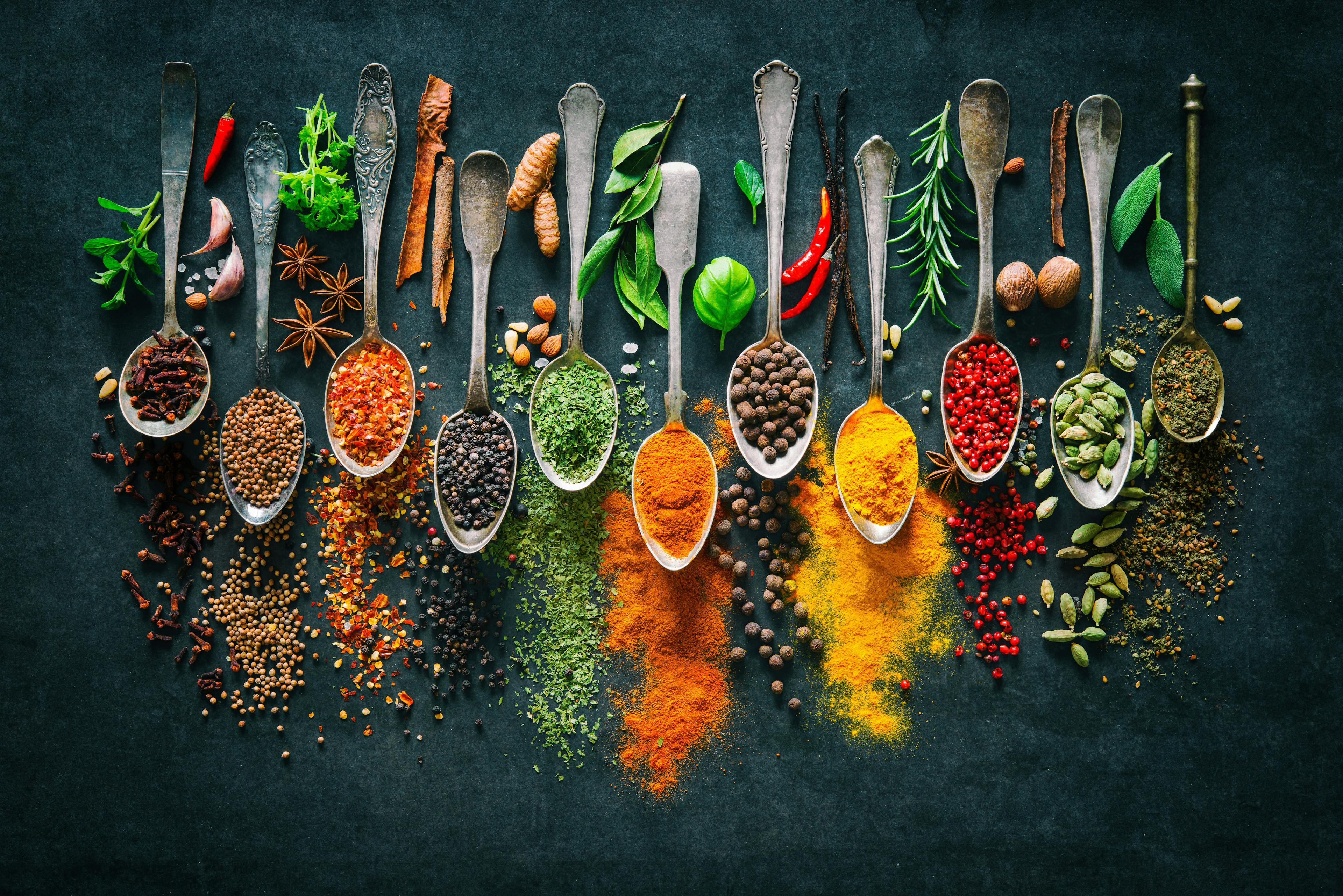 Herbs and spices for cooking on dark background | Image Credit: © Alexander Raths - stock.adobe.com