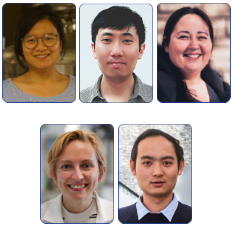 Yangjie Li (top left) of Stanford University, Xin Ma (top center) of the Georgia Institute of Technology, Melissa Pergande (top right) of the University of Wisconsin–Madison, Stephanie Rankin-Turner (bottom left) of Johns Hopkins University, and Hua Zhang (bottom right) of the University of Wisconsin–Madison.